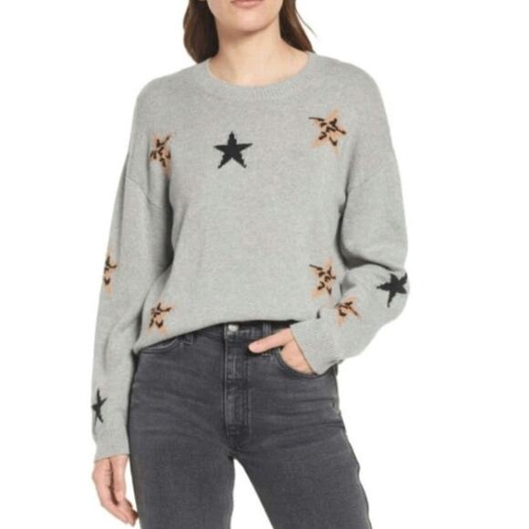 Rails Percy Heather Gray Animal Star Sweater L preppy casual relaxed fit cotton - Picture 1 of 9